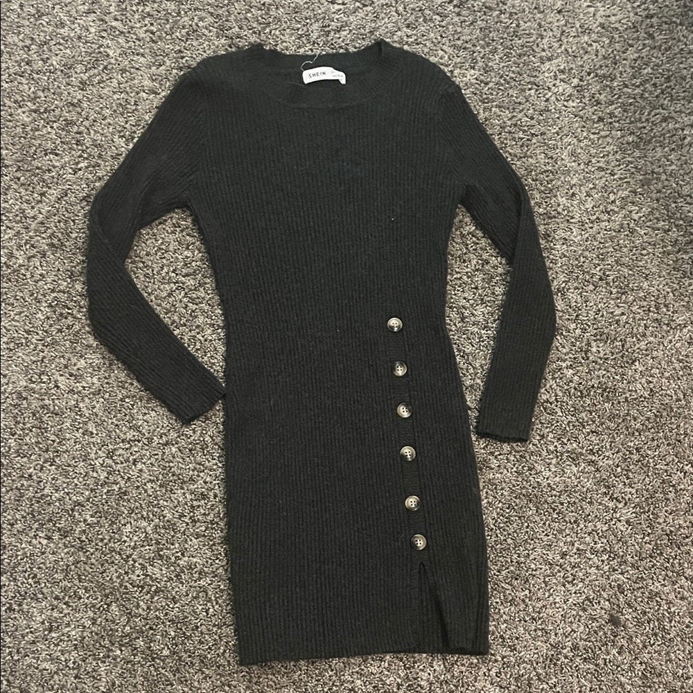 SHEIN kids grey Long Sleeve Knit Dress